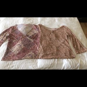 2 xhilaration top blouse beige brown purple pink L